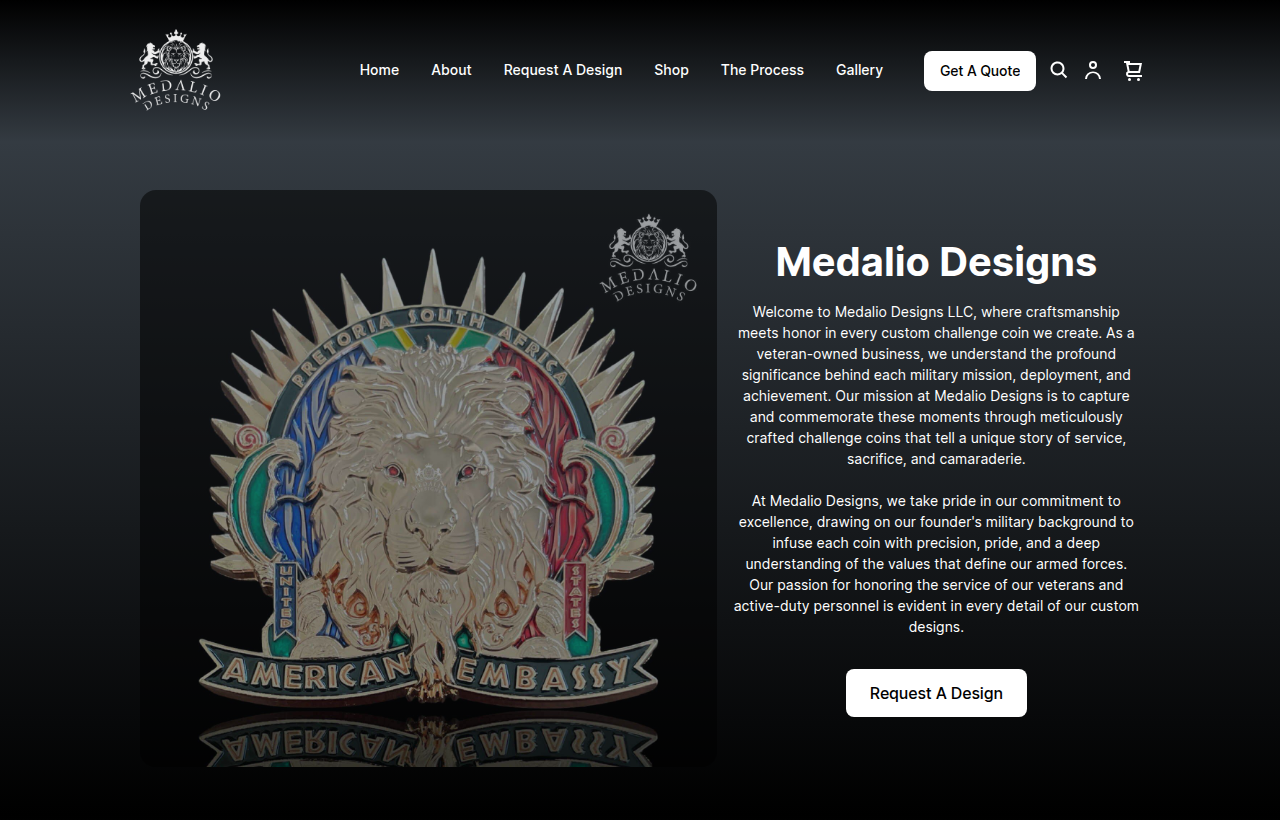 Medalio Designs order pipeline — visit medaliodesigns.com